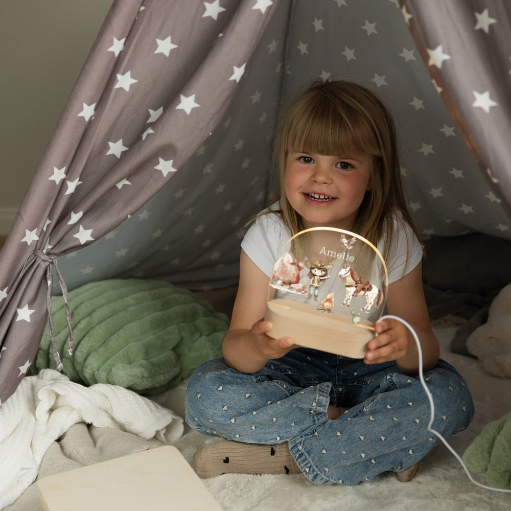 LED Nachtlicht Kinder personalisiert - Cowgirl - Muckelmeister