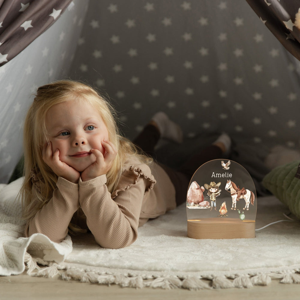 LED Nachtlicht Kinder personalisiert - Cowgirl - Muckelmeister