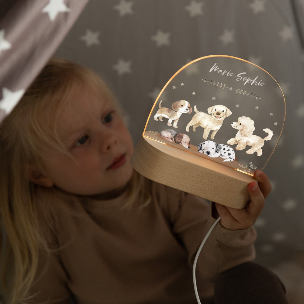 LED Nachtlicht Kinder personalisiert - Hundewelpen - Muckelmeister