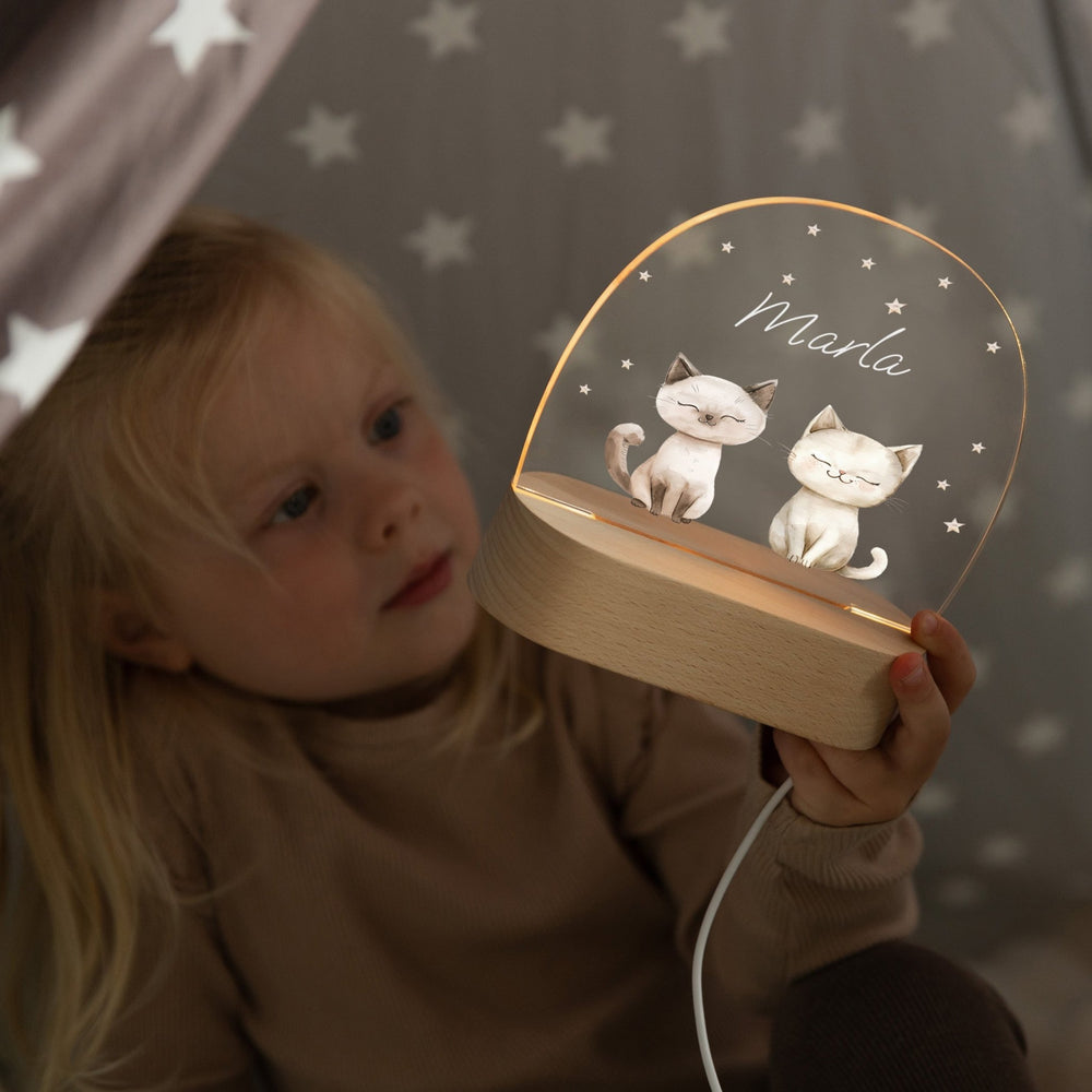 LED Nachtlicht Kinder personalisiert - Katzen - Muckelmeister