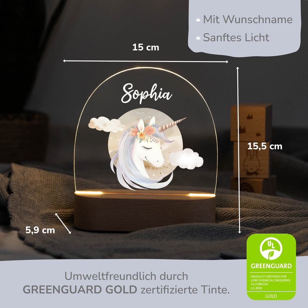 LED Nachtlicht Kinder personalisiert - Boho Einhorn - Muckelmeister