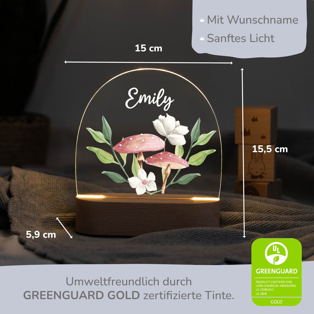LED Nachtlicht Kinder personalisiert - Boho Fliegenpilz - Muckelmeister