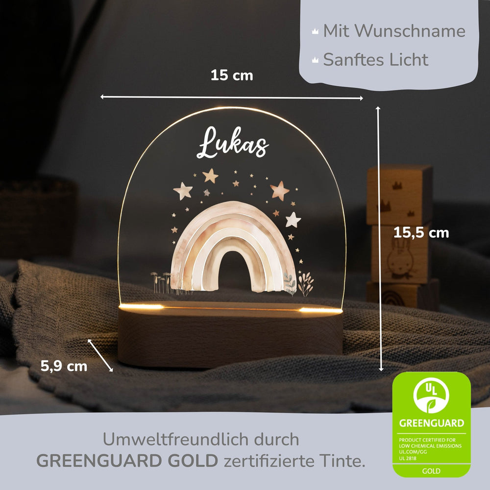 LED Nachtlicht Kinder personalisiert - Boho Regenbogen - Muckelmeister