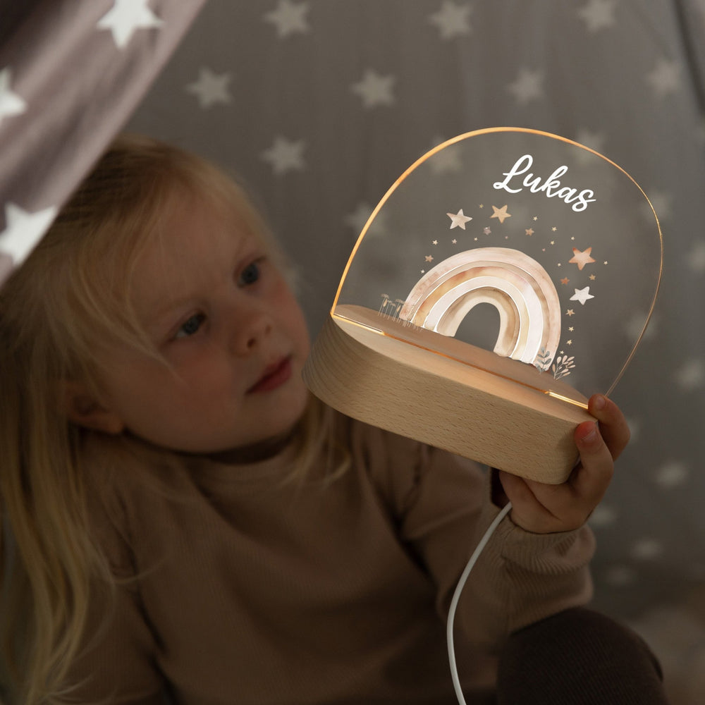 LED Nachtlicht Kinder personalisiert - Boho Regenbogen - Muckelmeister