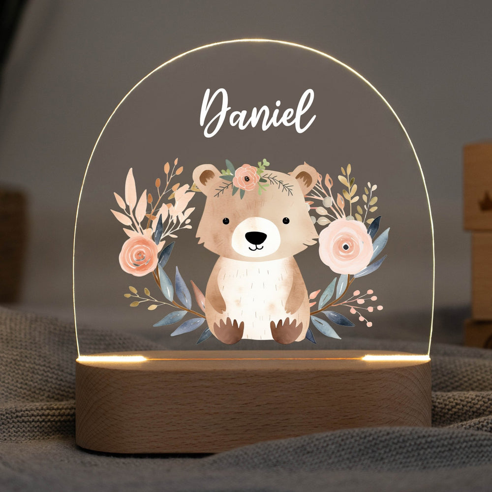LED Nachtlicht Kinder personalisiert - Boho-Bärchen - Muckelmeister