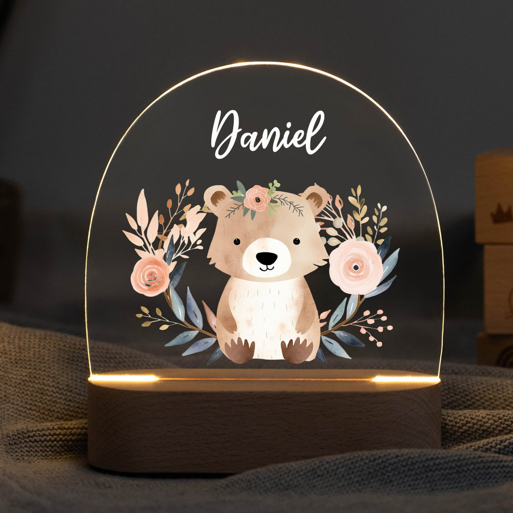 LED Nachtlicht Kinder personalisiert - Boho-Bärchen - Muckelmeister
