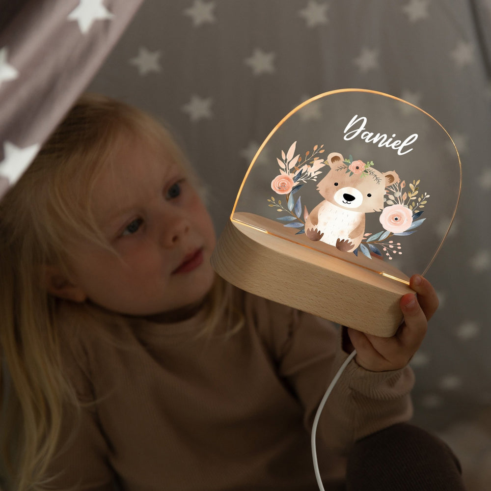 LED Nachtlicht Kinder personalisiert - Boho-Bärchen - Muckelmeister