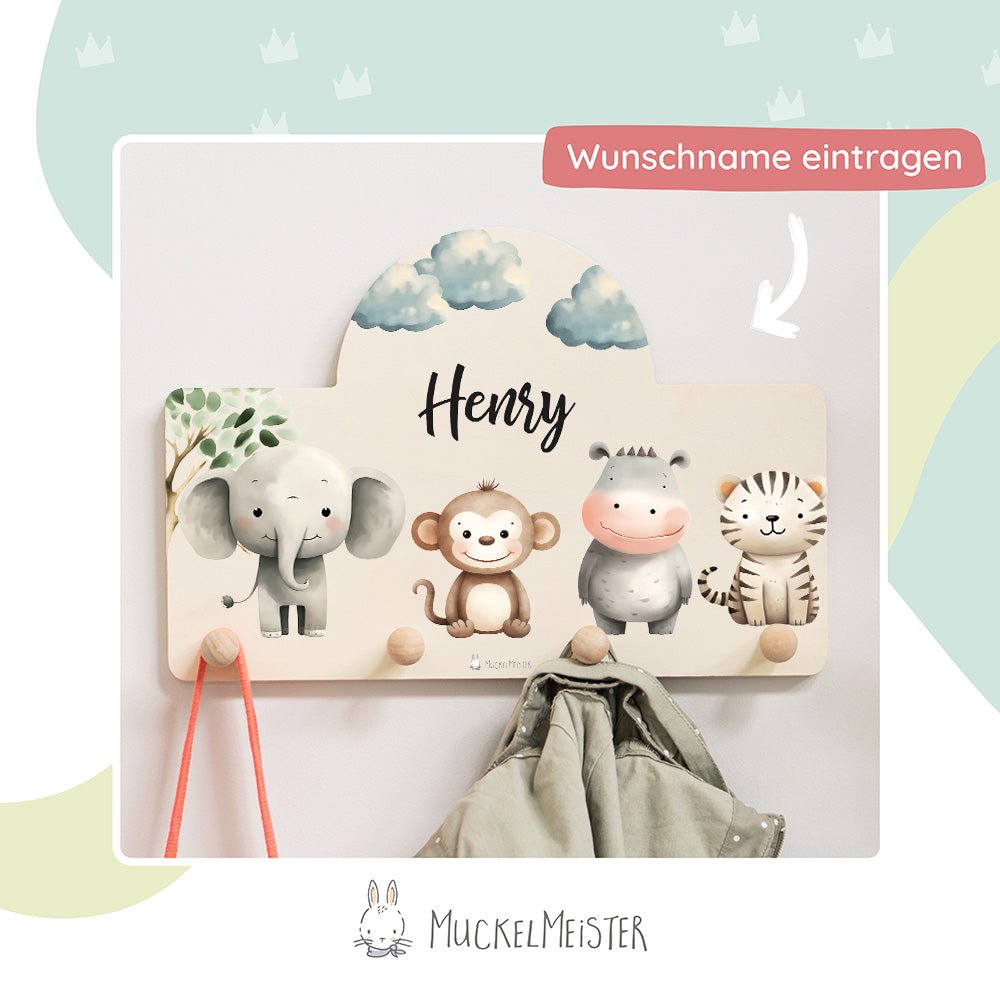 Kindergarderobe Personalisiert - Safari - Muckelmeister