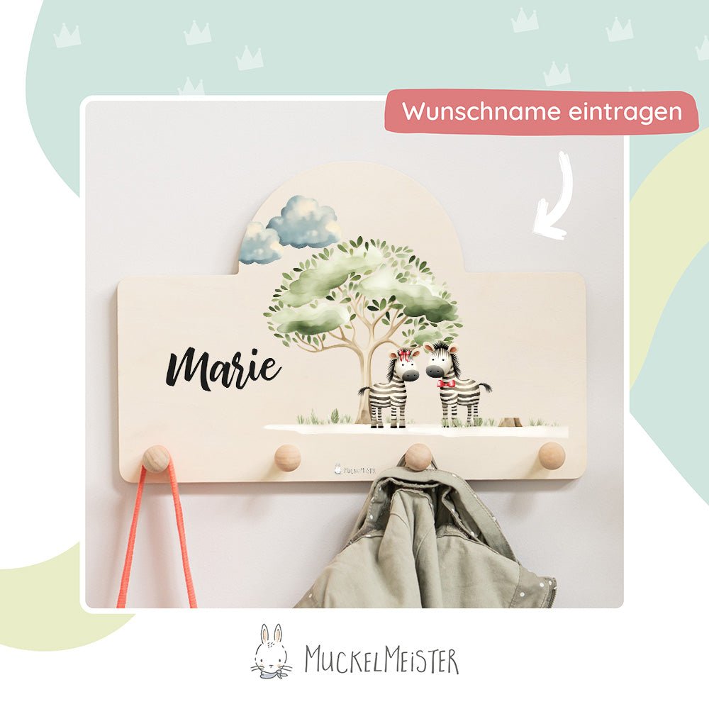 Kindergarderobe Personalisiert - Zebra - Muckelmeister