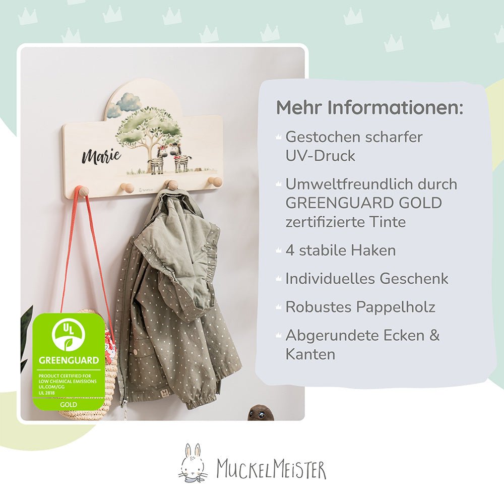 Kindergarderobe Personalisiert - Zebra - Muckelmeister