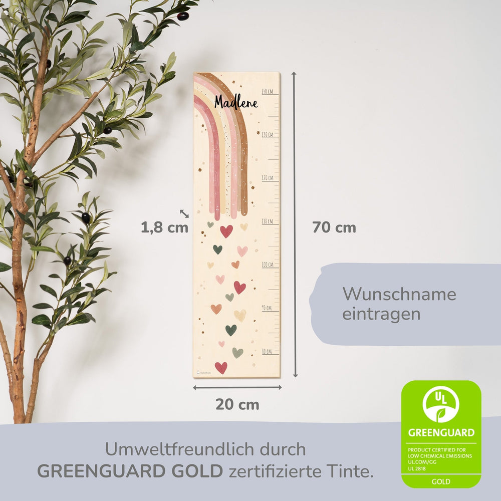 Messlatte Kinder Holz - Regenbogen Boho - Muckelmeister