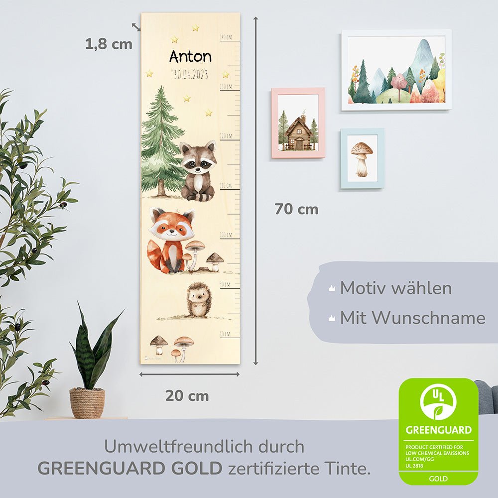 Messlatte Kinder Holz Motiv Waldtiere - Muckelmeister