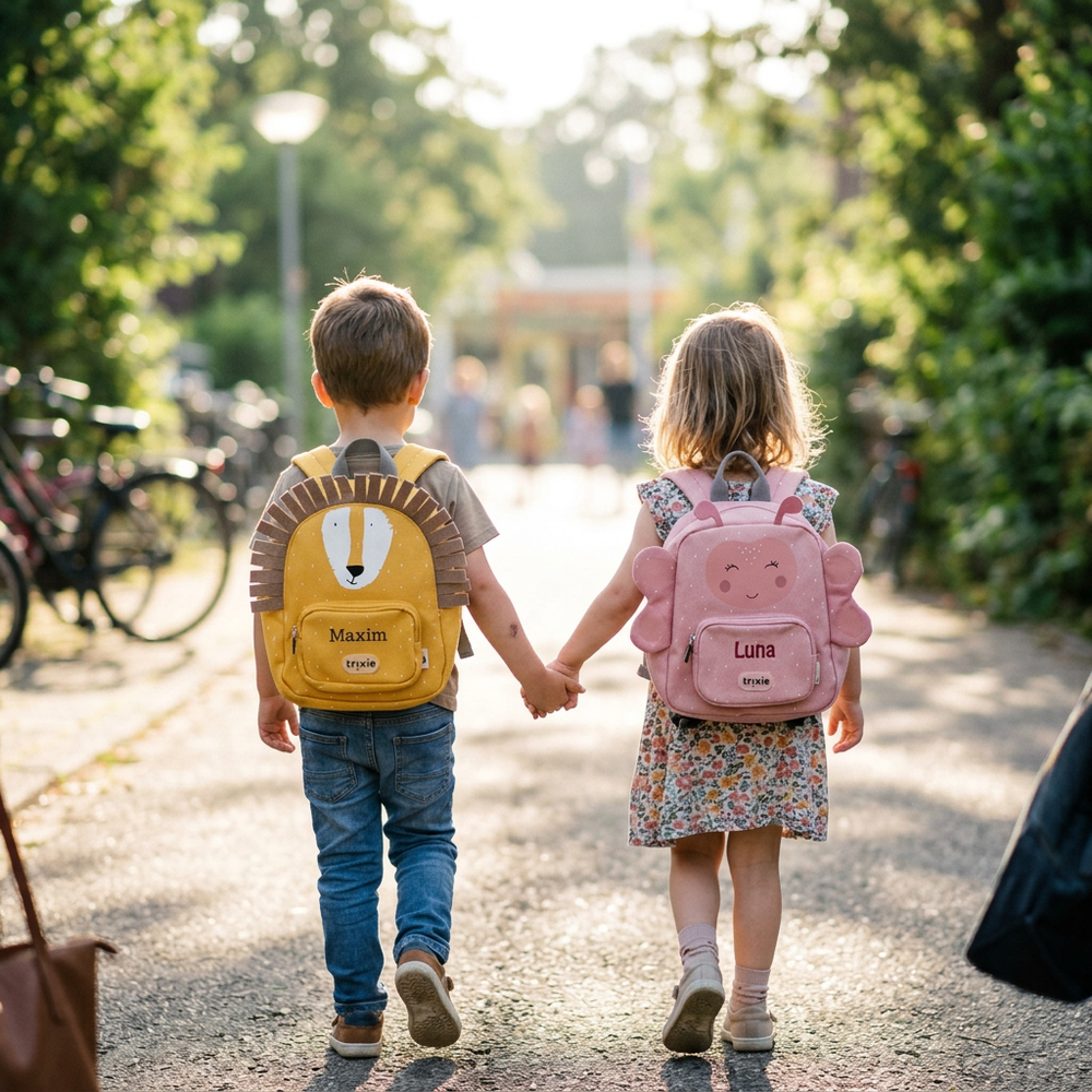 Personalisierter Kinderrucksack mit Name – Löwe, Dino oder Schmetterling | Stick - Muckelmeister