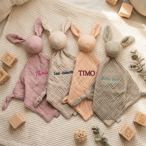 Personalisiertes Schmusetuch mit Namen - Hase | Stick