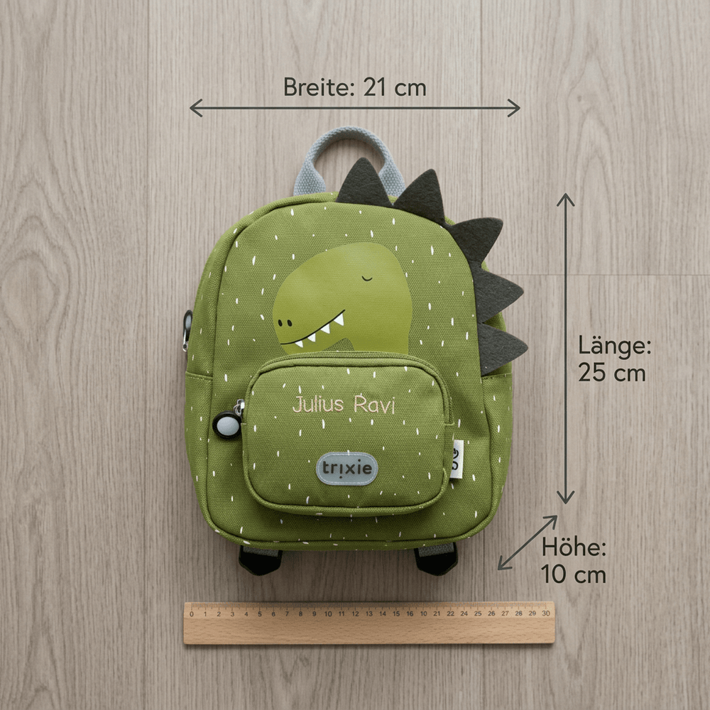 Personalisierter Kinderrucksack mit Name – Löwe, Dino oder Schmetterling | Stick - Muckelmeister