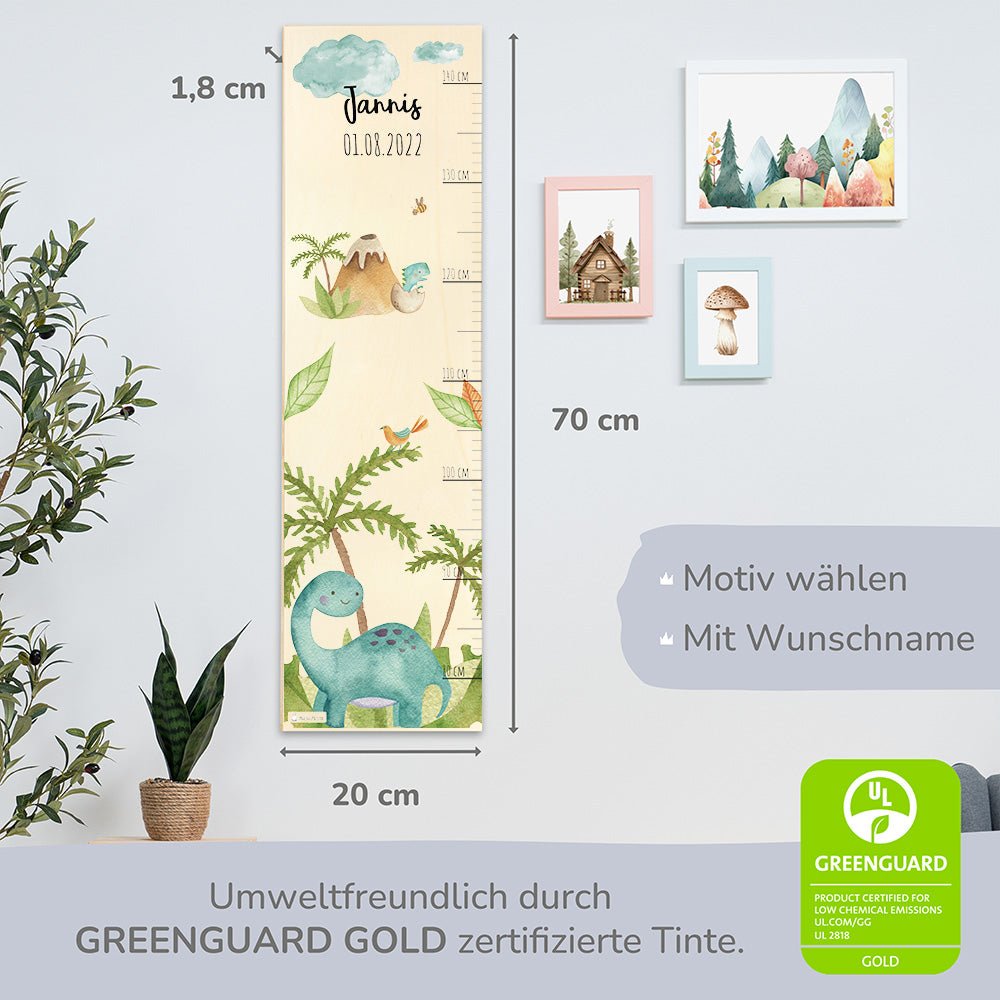 Messlatte Kinder Holz Motiv Dino - Muckelmeister