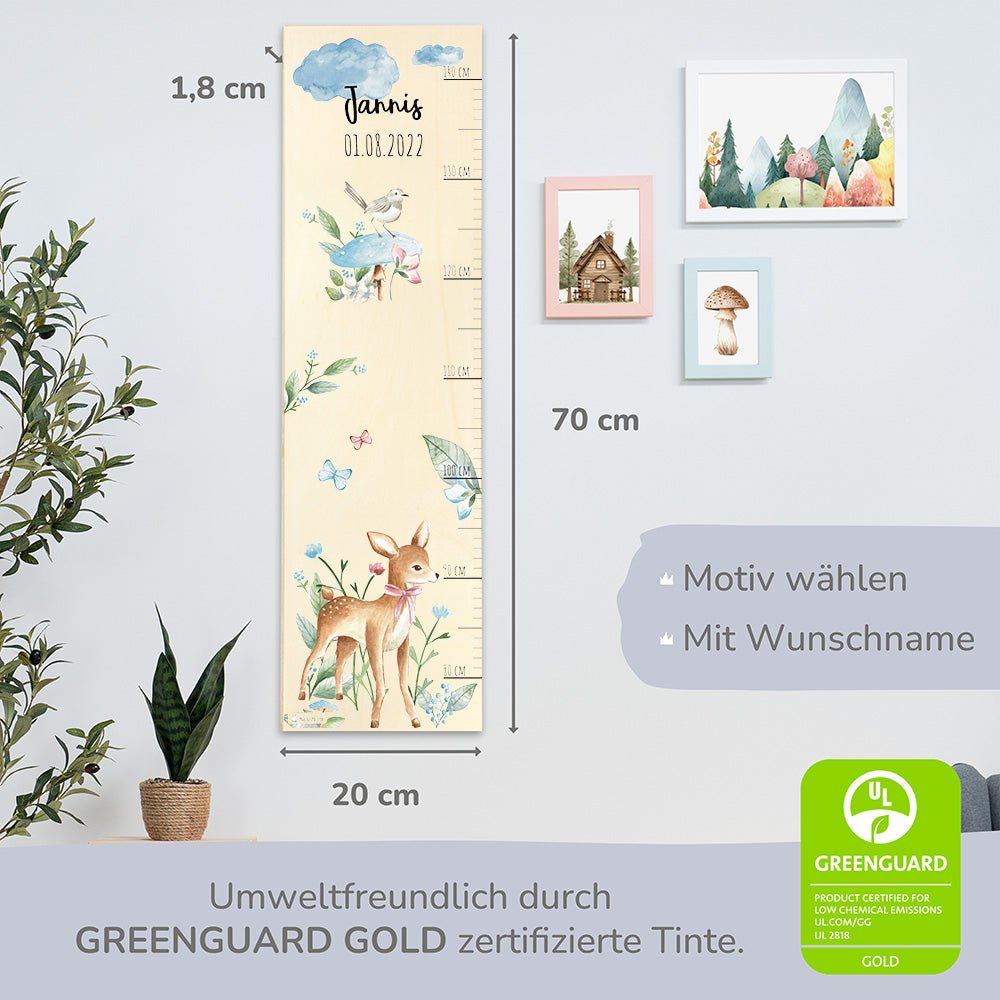Messlatte Kinder Holz Motiv Reh - Muckelmeister