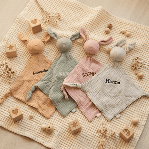Personalisiertes Schmusetuch mit Namen - Hase | Stick