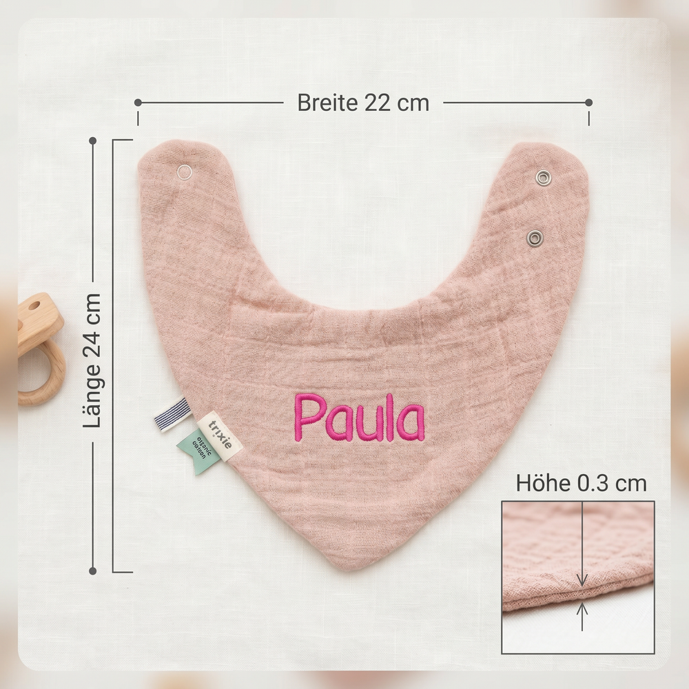 TRIXIE Personalisiertes Lätzchen mit Namen - 3er Pack Hase | Stick - Muckelmeister
