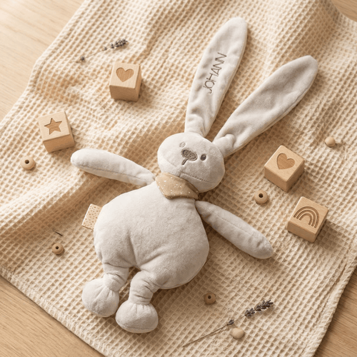 Personalisiertes Kuscheltier Lapidou - Kaninchen mit Schal | Stick