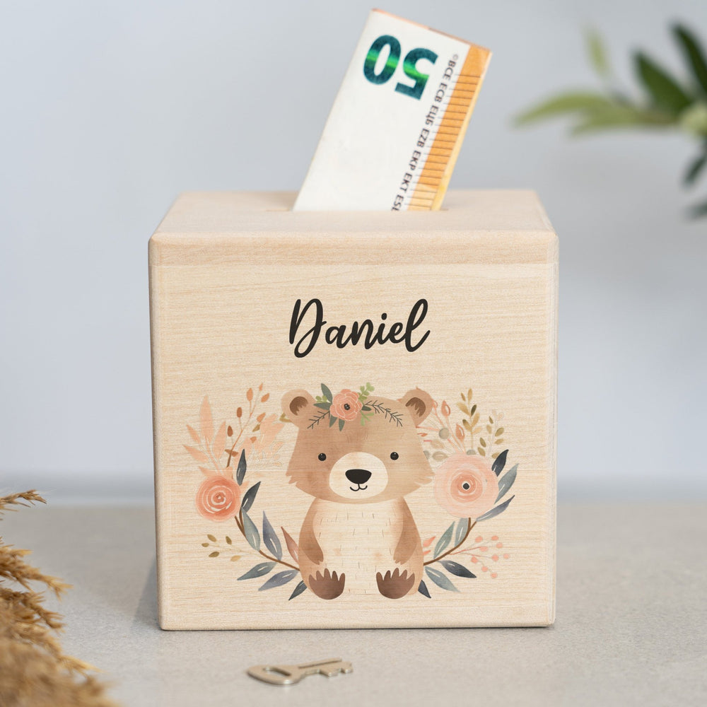 Spardose Personalisiert Bärchen Blumen - Muckelmeister