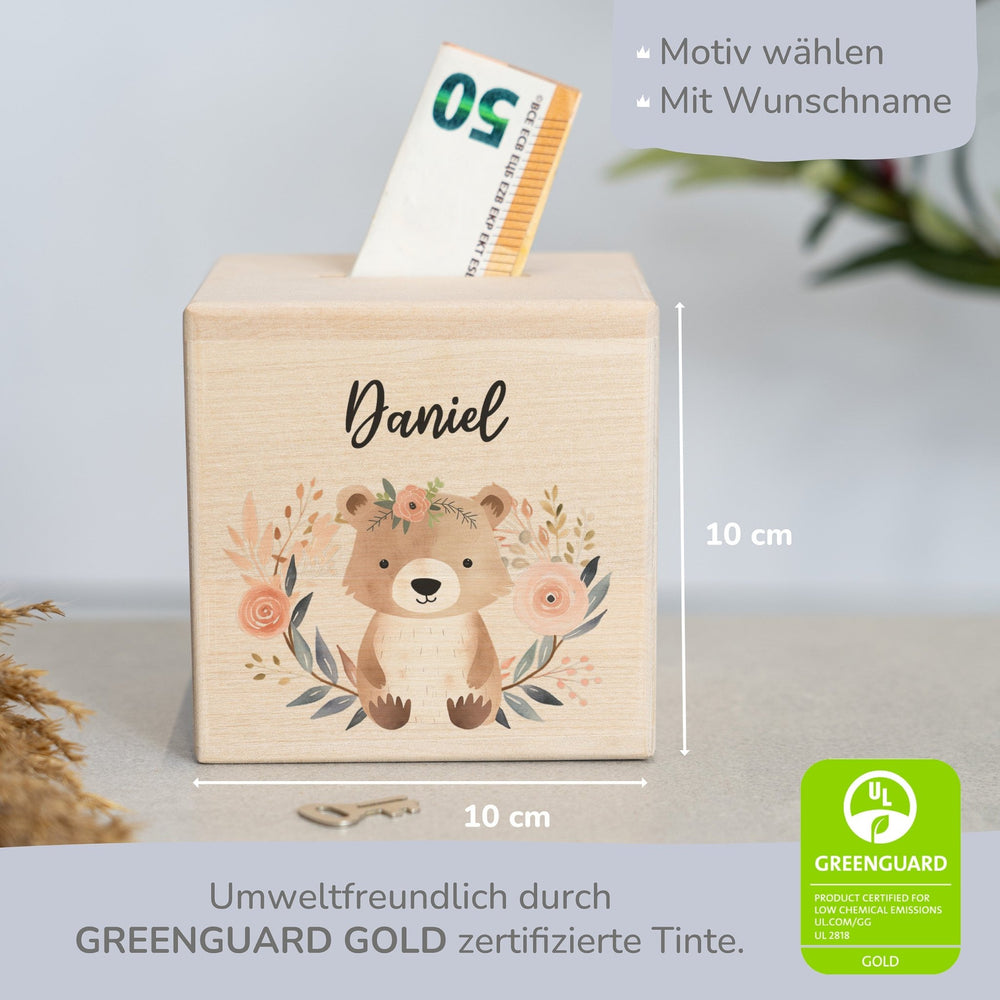 Spardose Personalisiert Bärchen Blumen - Muckelmeister
