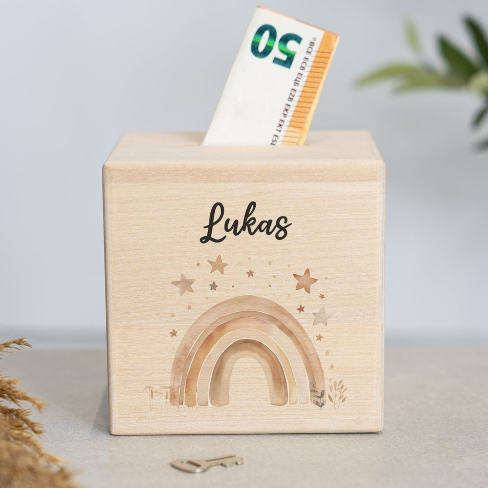 Spardose Personalisiert Regenbögen Boho - Muckelmeister