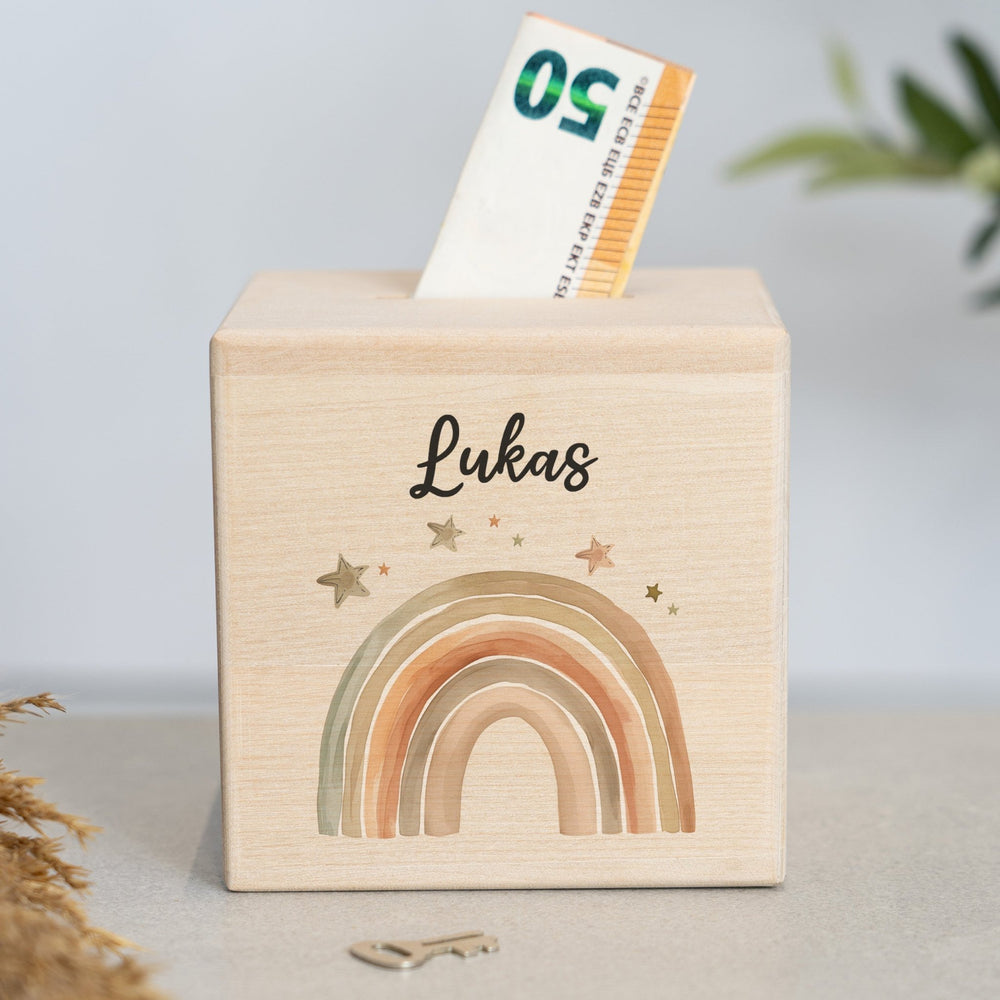 Spardose Personalisiert Regenbögen Boho - Muckelmeister