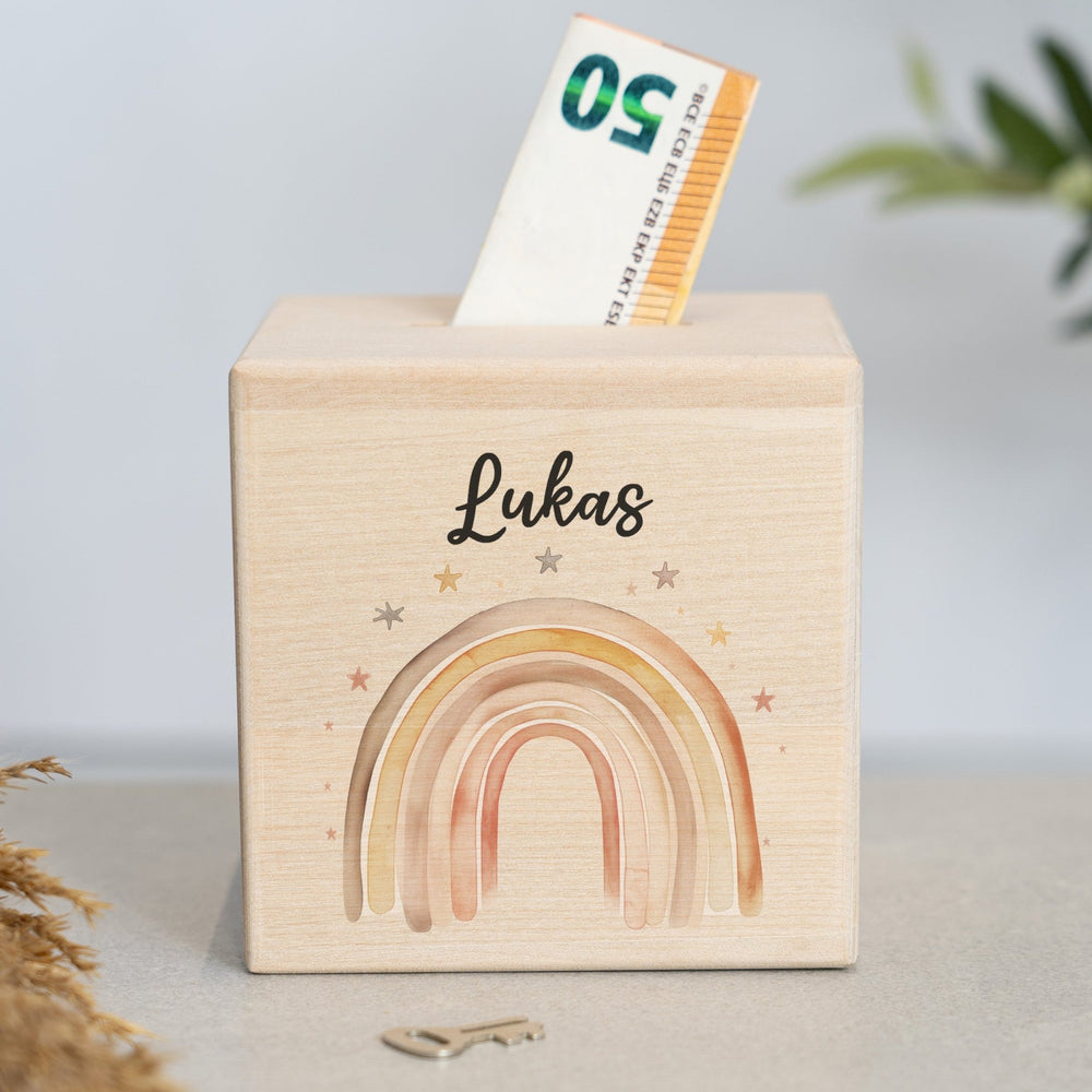 Spardose Personalisiert Regenbögen Boho - Muckelmeister