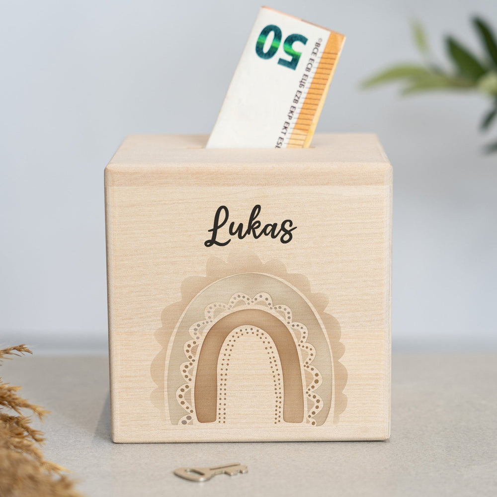 Spardose Personalisiert Regenbögen Boho - Muckelmeister